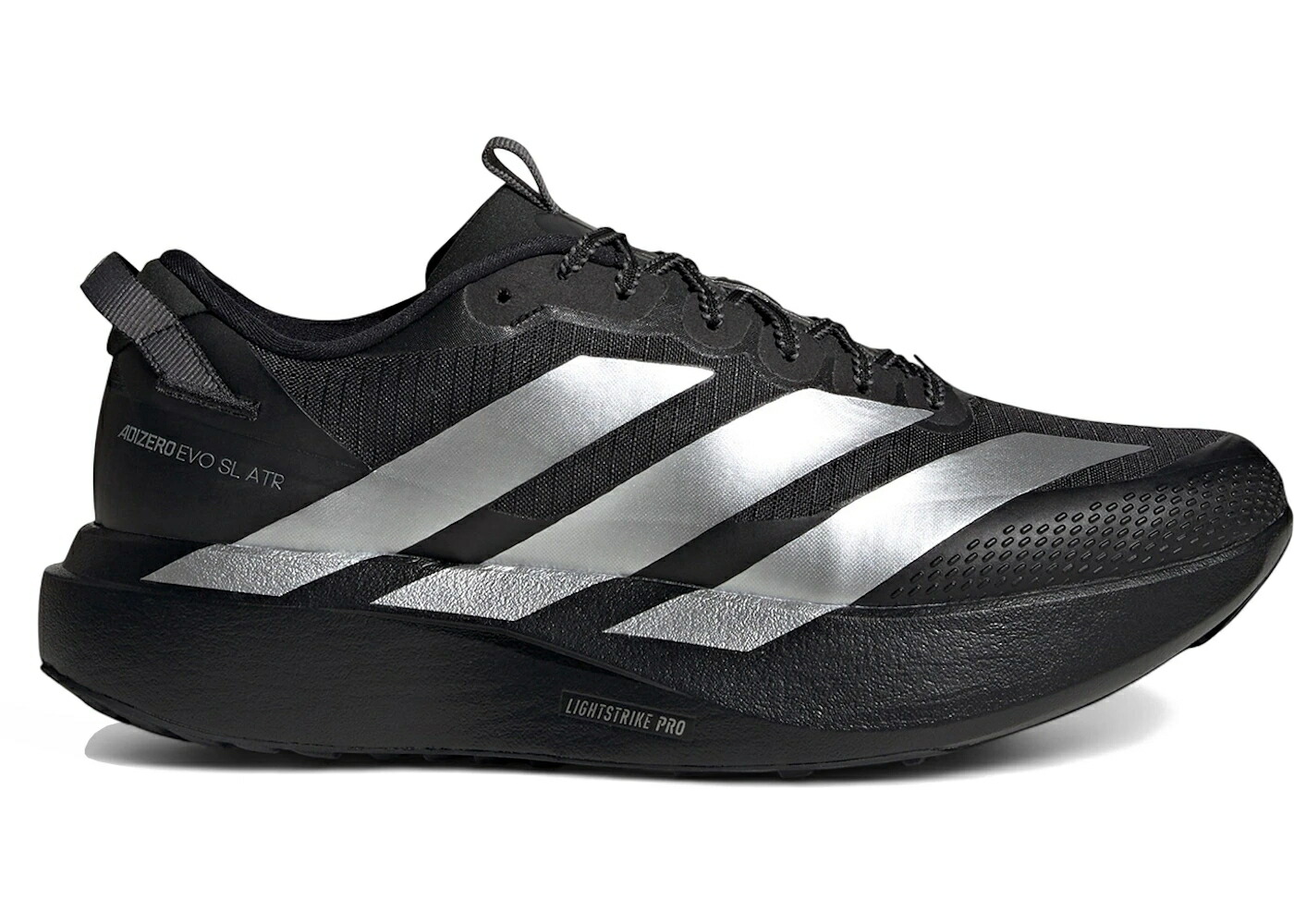 アディダス アディゼロ 黒色 ブラック 銀色 シルバー コア 灰色 グレー スニーカー メンズ ADIDAS ADIZERO EVO SL ATR BLACK SILVER METALLIC / CORE BLACK SILVER METALLIC GREY