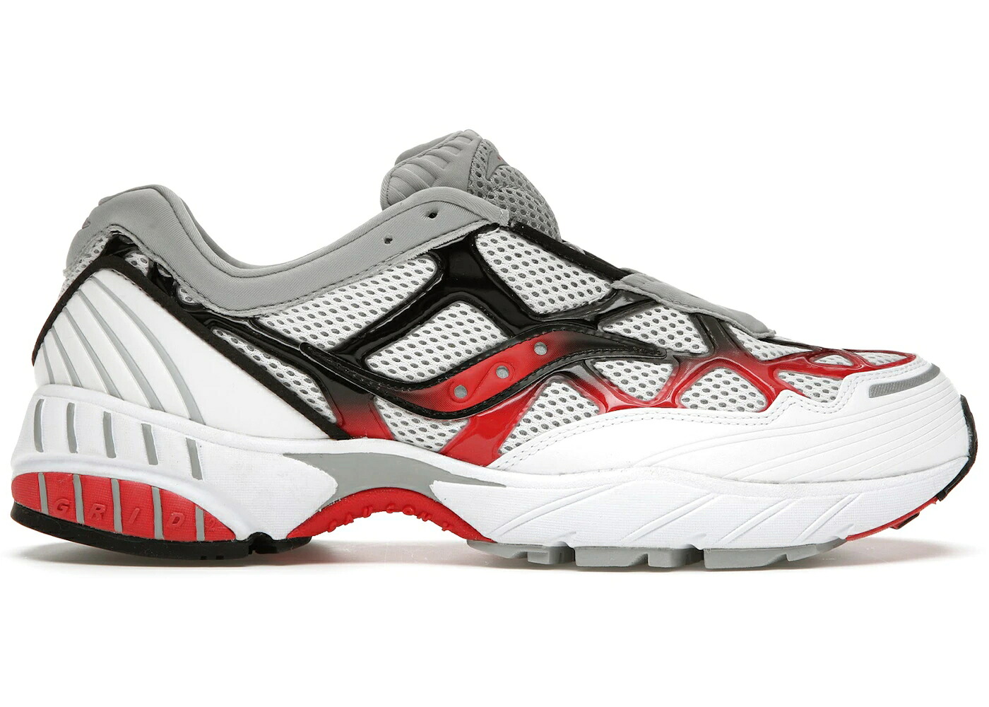 サッカニー 白いこと 白いこと 薄墨色 薄墨色 赤 赤いこと スニーカー メンズ SAUCONY GRID WEB WHITE GREY RED / WHITE GREY RED