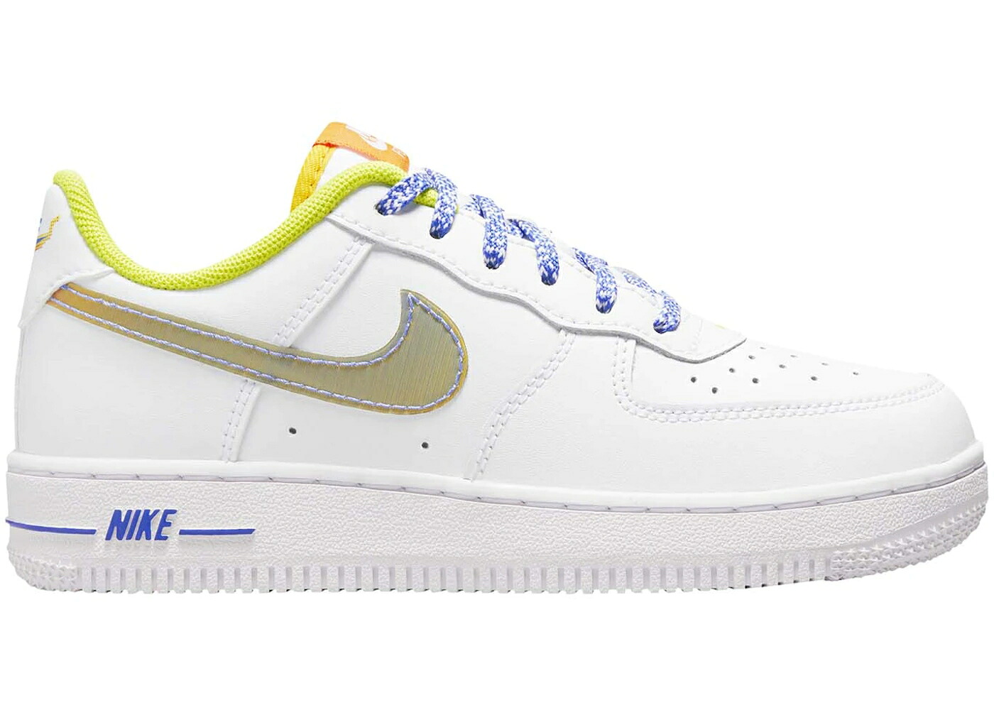 ナイキ 白いこと 白いこと 青み 青色 橙 オレンジ色 空軍 お坊っちゃん キッズ NIKE AIR FORCE 1 LOW LV8 WHITE MULTI (なおなお書き) / WHITE MEDIUM BLUE MAGMA ORANGE もの言う花 マタニティ スニーカー