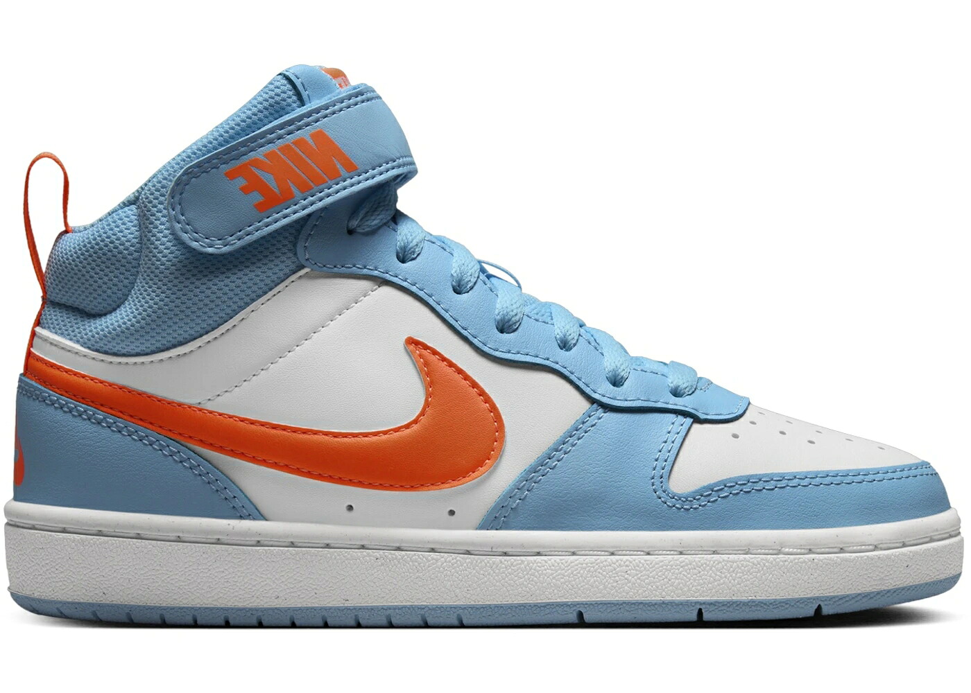 ナイキ コート ミッド 青色 ブルー 白色 ホワイト 橙 オレンジ コートバーロウ ジュニア キッズ NIKE COURT BOROUGH MID 2 AQUARIUS BLUE WHITE TOTAL ORANGE (GS) / AQUARIUS BLUE WHITE TOTAL ORANGE ベビー マタニ｜スニケス