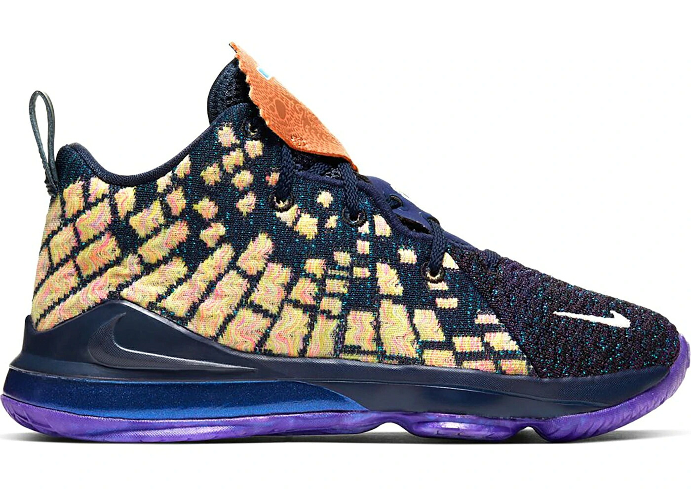 ナイキ レブロン 紺色 ネイビー ヘザー 黒色 ブラック ジュニア キッズ NIKE LEBRON 17 MONSTARS (PS) / NAVY HEATHER MULTI COLOR BLACK ベビー マタニティ スニーカー｜スニケス