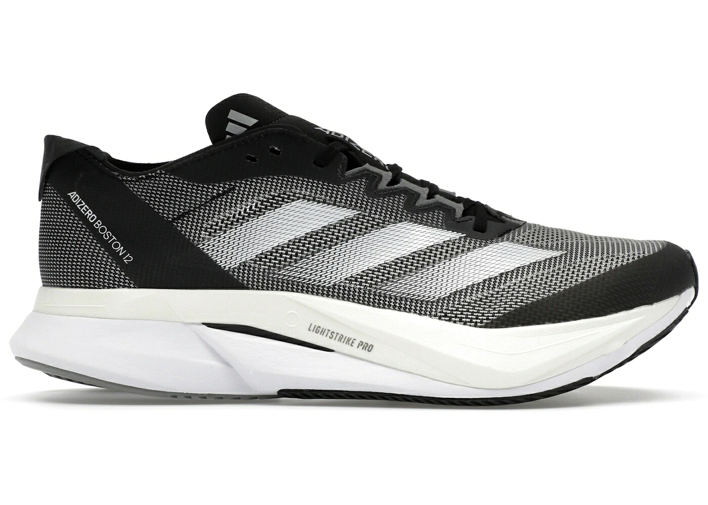 アディダス アディゼロ ボストン 黒色 ブラック 白色 ホワイト コア カーボン スニーカー メンズ ADIDAS ADIZERO BOSTON 12 BLACK WHITE / CORE BLACK CLOUD WHITE CARBON
