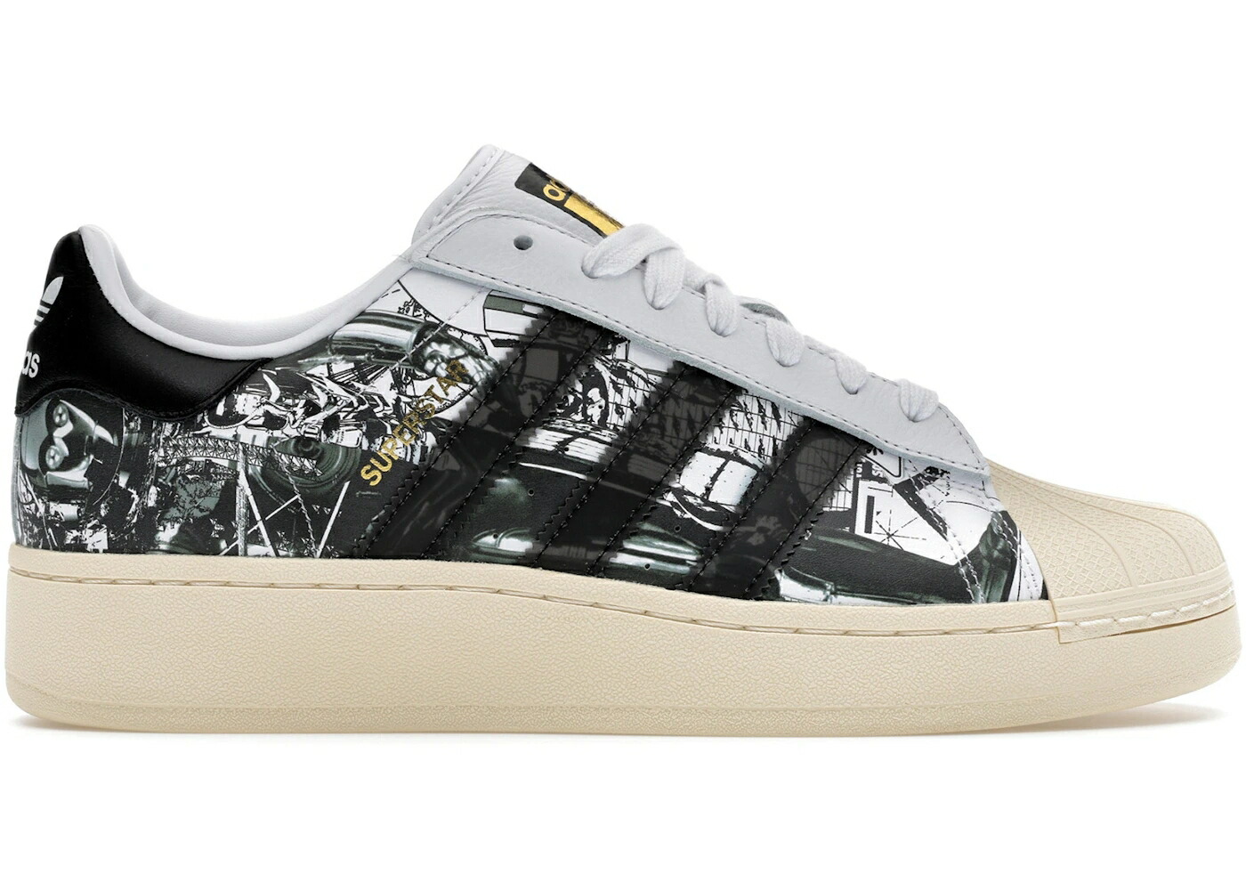 アディダス スーパースター 白色 ホワイト コア 黒色 ブラック ゴールド スターウォーズ スニーカー メンズ ADIDAS SUPERSTAR XLG NANZUKA STAR WARS R2-D2 AND C-3PO / CLOUD WHITE CORE BLACK GOLD