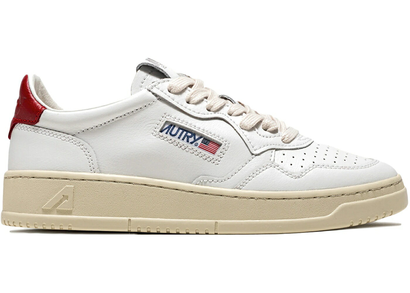 レザー 白色 ホワイト 赤 レッド クリーム WOMEN'S スニーカー レディース AUTRY MEDALIST LEATHER LOW WHITE RED (WOMEN'S) / WHITE RED CREAM