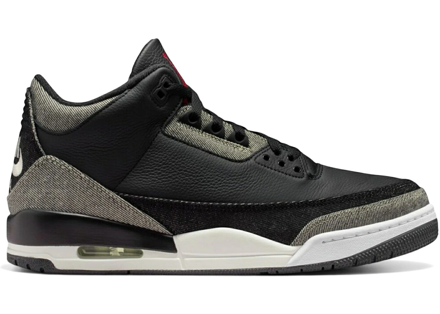 ナイキ ジョーダン 黒いこと 黒いこと ジーンズ 赤 赤いこと スニーカー メンズ JORDAN 3 RETRO LEVI S BLACK / DENIM BLACK GYM RED