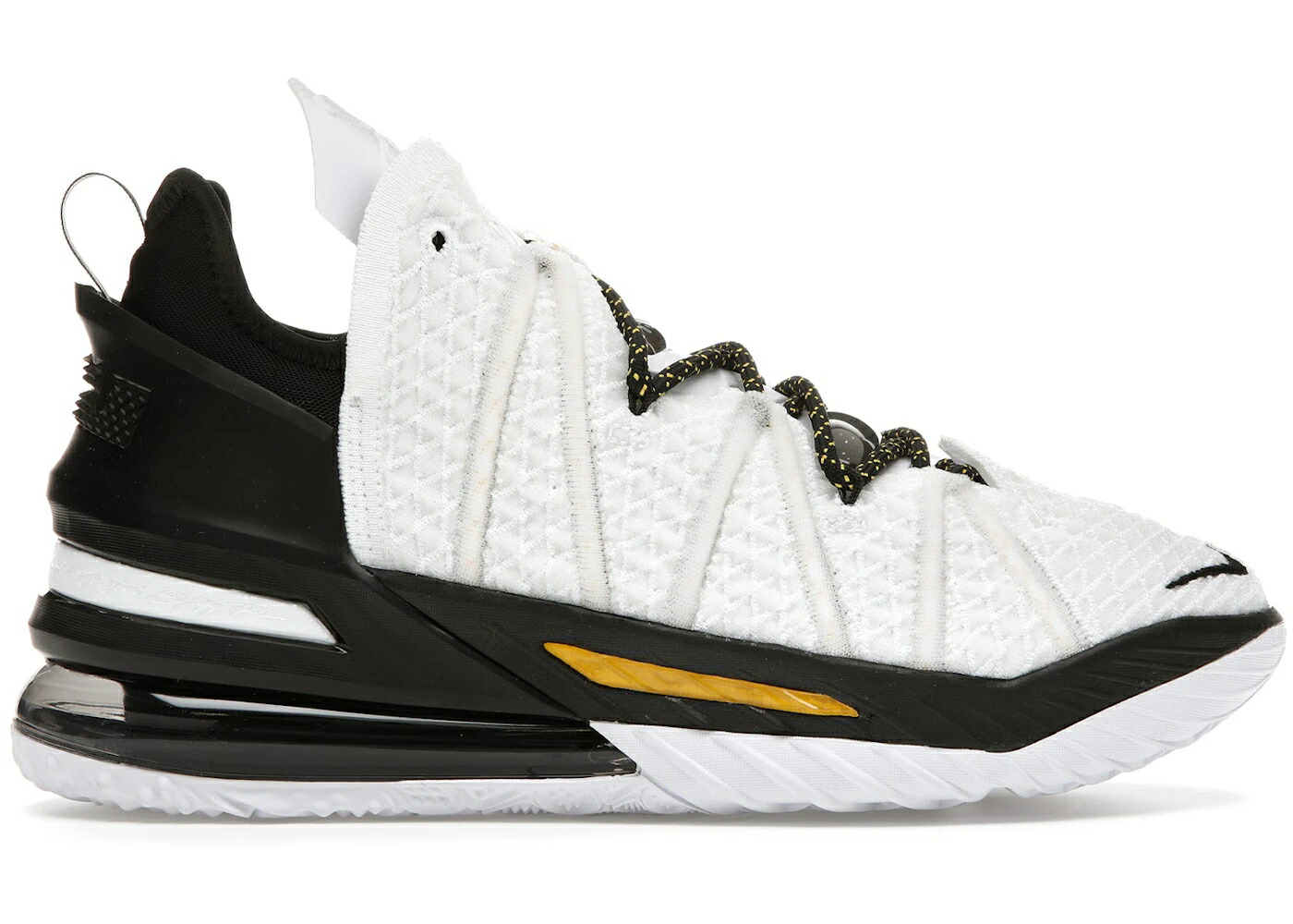 ナイキ レブロン レイカーズ 白色 ホワイト 黒色 ブラック スニーカー メンズ NIKE LEBRON 18 LAKERS HOME / WHITE AMARILLO BLACK