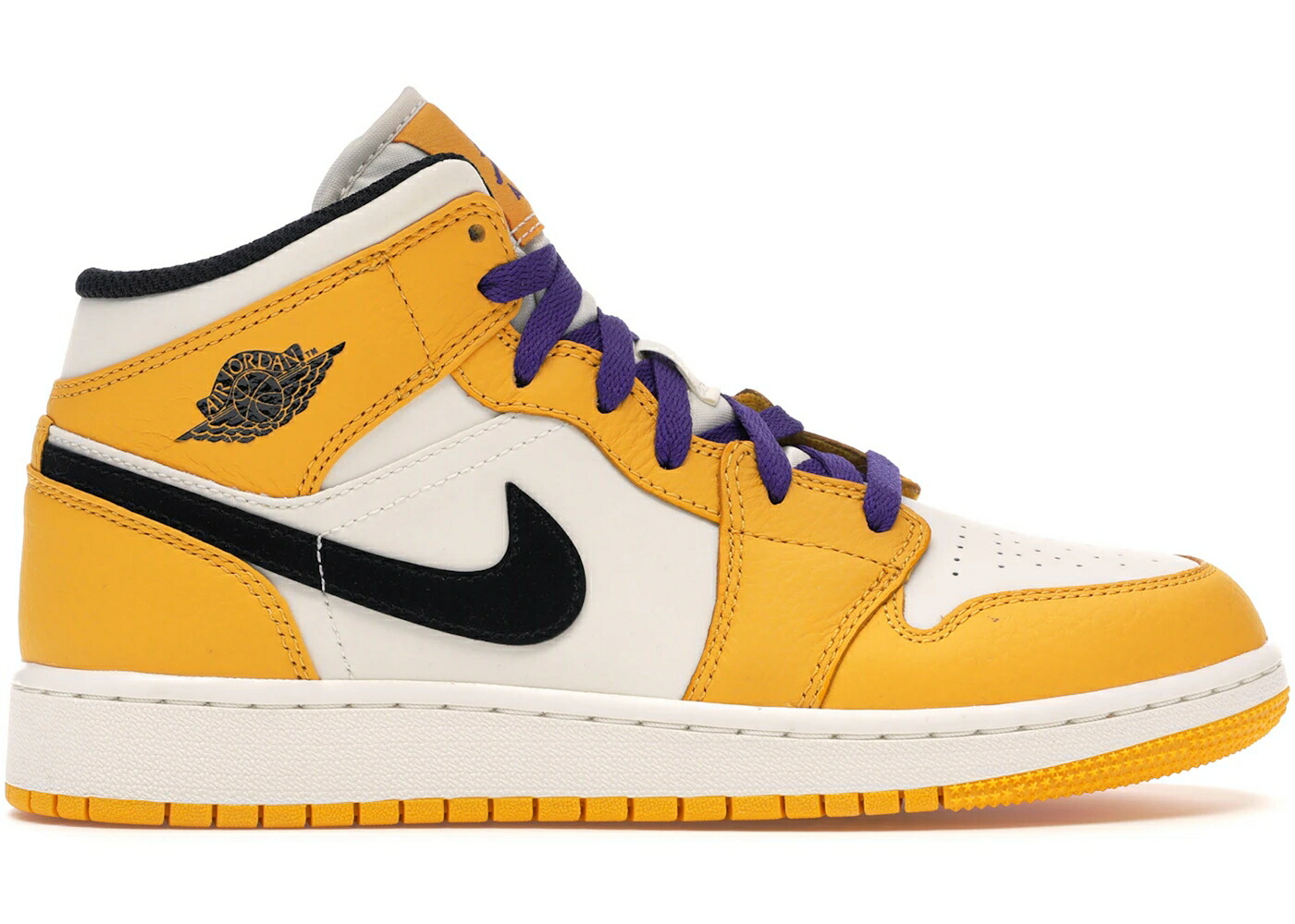 ナイキ ジョーダン ミッド レイカーズ ゴールド 黒色 ブラック アイボリー ジュニア キッズ JORDAN 1 MID SE LAKERS (GS) / UNIVERSITY GOLD BLACK PALE IVORY ベビー マタニティ スニーカー