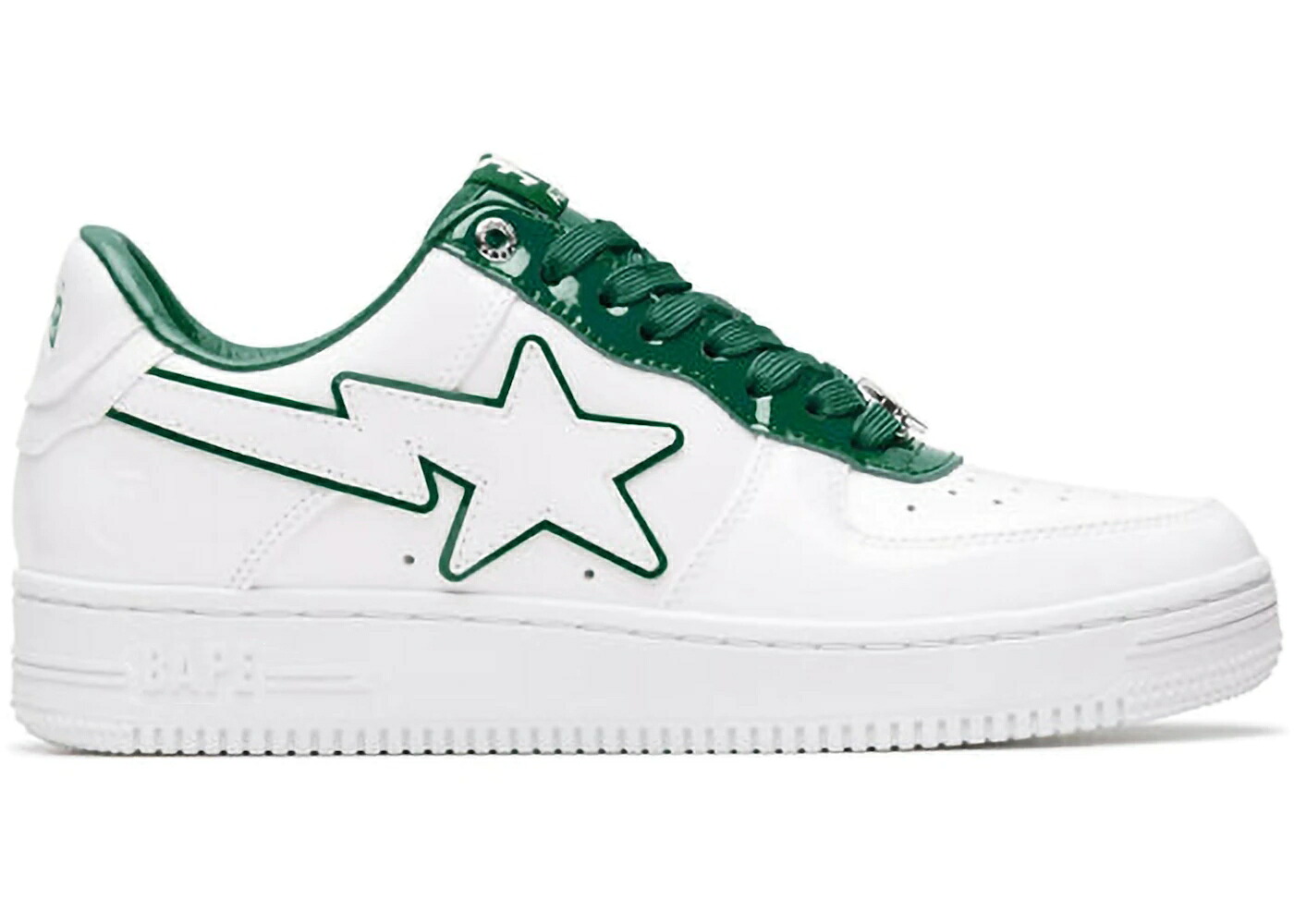ベイプ 専売特許 なめし革 白いこと 白いこと 緑 緑であること スニーカー メンズ BAPE A BATHING APE STA PATENT LEATHER WHITE GREEN / WHITE GREEN