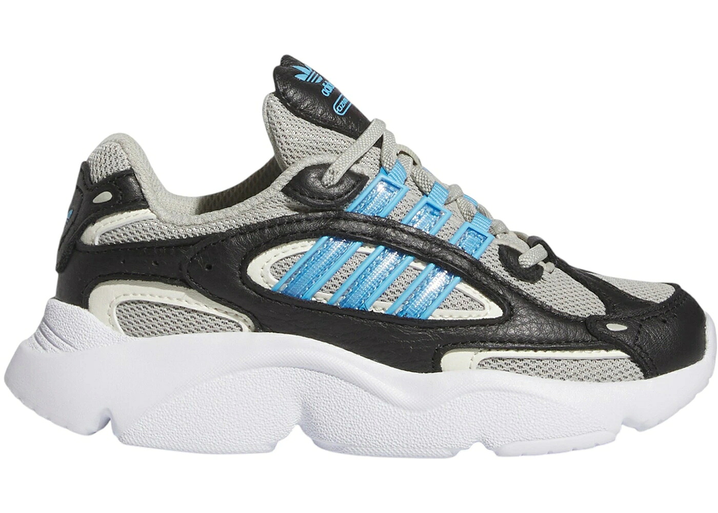 アディダス 灰色 グレー 青色 ブルー バースト コア 黒色 ブラック ジュニア キッズ ADIDAS OZMILLEN PUTTY GREY SEMI BLUE BURST CORE BLACK (PS) / PUTTY GREY SEMI BLUE BURST CORE ベビー マタニティ スニーカー|スニケス