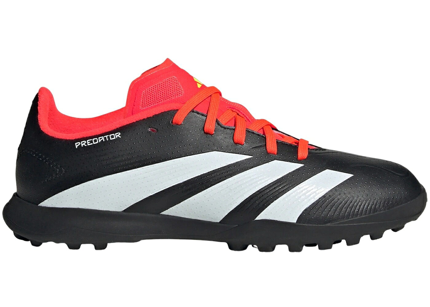 アディダス プレデター ターフ コア 黒色 ブラック 白色 ホワイト 赤 レッド ジュニア キッズ ADIDAS PREDATOR 24 LEAGUE TURF CORE BLACK CLOUD WHITE SOLAR RED (GS) / CORE BLACK CLOUD WHITE SOLAR RED ベビー マタ｜スニケス
