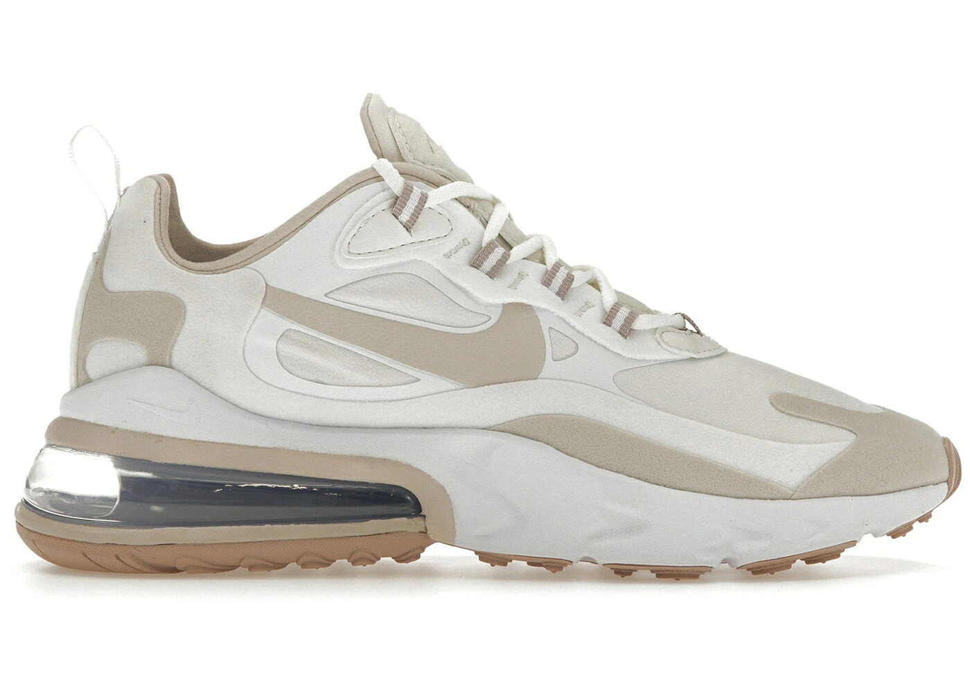 ナイキ マックス リアクト 白色 ホワイト 茶色 ブラウン エアマックス WOMEN'S スニーカー レディース NIKE AIR MAX 270 REACT SUMMIT WHITE OREWOOD BROWN (WOMEN'S) / SUMMIT WHITE LIGHT OREWOOD BROWN