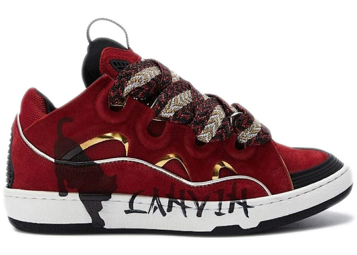 ランバン 赤 レッド ゴールド スニーカー メンズ LANVIN CURB SNEAKERS RED GOLD / RED GOLD