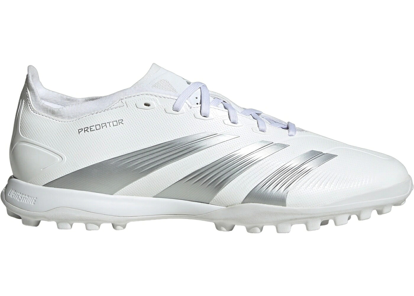 アディダス プレデター ターフ 白色 ホワイト 銀色 シルバー 灰色 グレー スニーカー メンズ ADIDAS PREDATOR 24 LEAGUE LOW TURF CLOUD WHITE SILVER METALLIC GREY / CLOUD WHITE SILVER METALLIC GREY｜スニケス