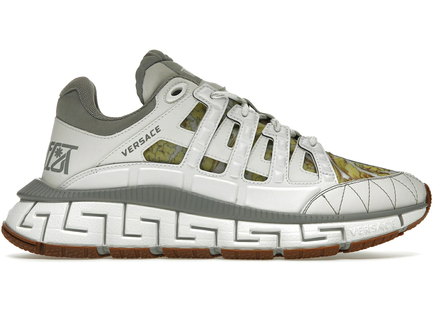 ヴェルサーチェ 白色 ホワイト 灰色 グレー スニーカー メンズ VERSACE TRIGRECA WHITE GREY BAROCCO PRINT / WHITE GREY BAROCCO PRINT