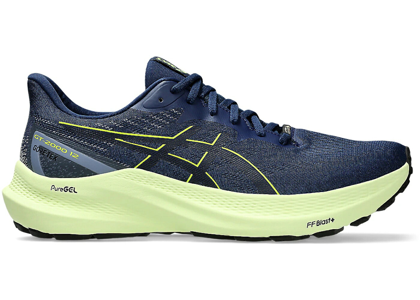 アシックス 青味 青み 黄味がかった 黄色 スニーカー メンズ ASICS GT-2000 12 GTX BLUE EXPANSE SAFETY YELLOW / BLUE EXPANSE SAFETY YELLOW