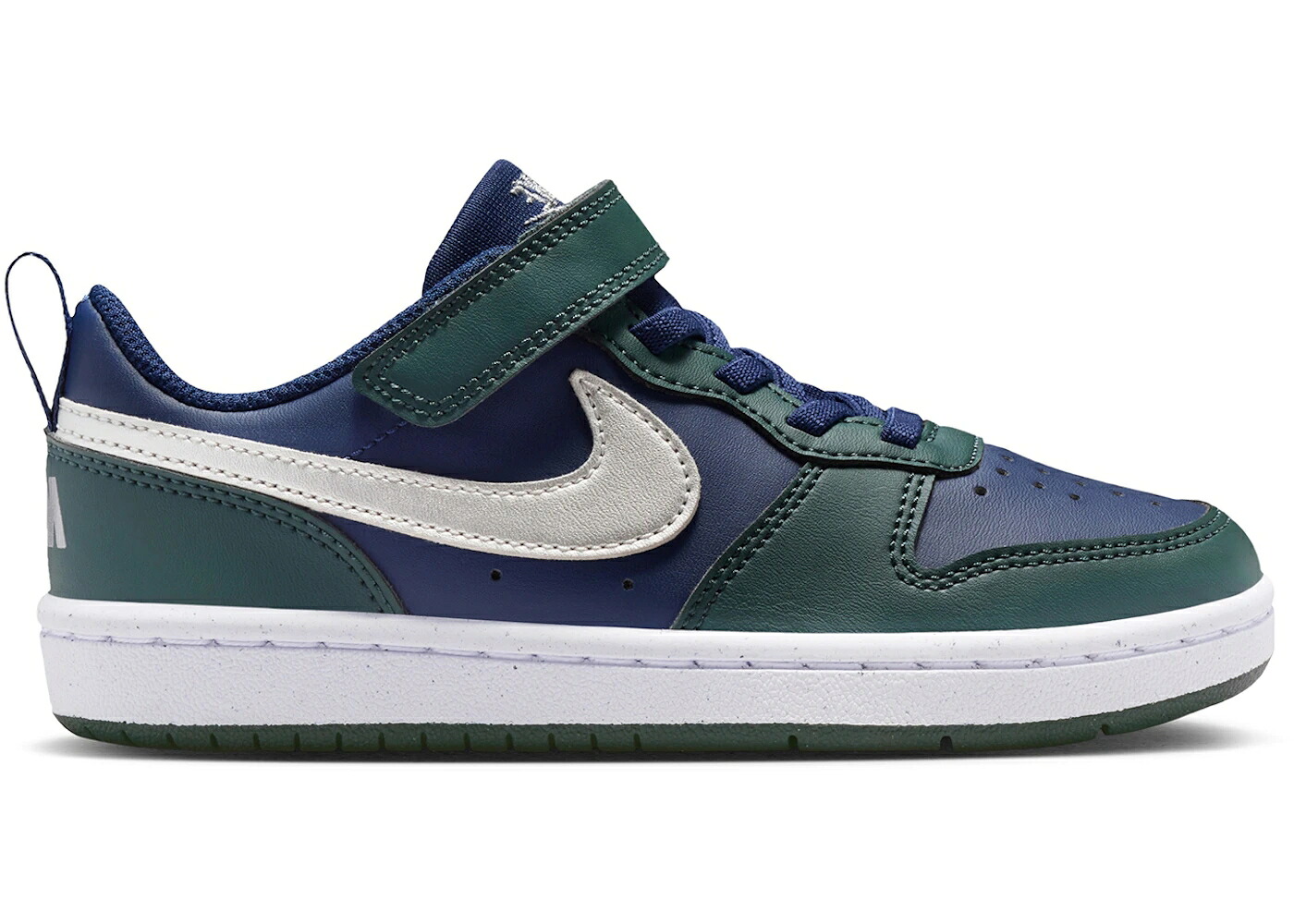 ナイキ コート 紺色 ネイビー 白色 ホワイト コートバーロウ ジュニア キッズ NIKE COURT BOROUGH LOW RECRAFT MIDNIGHT NAVY SEAWEED (PS) / MIDNIGHT NAVY SEAWEED WHITE ベビー マタニティ スニーカー｜スニケス