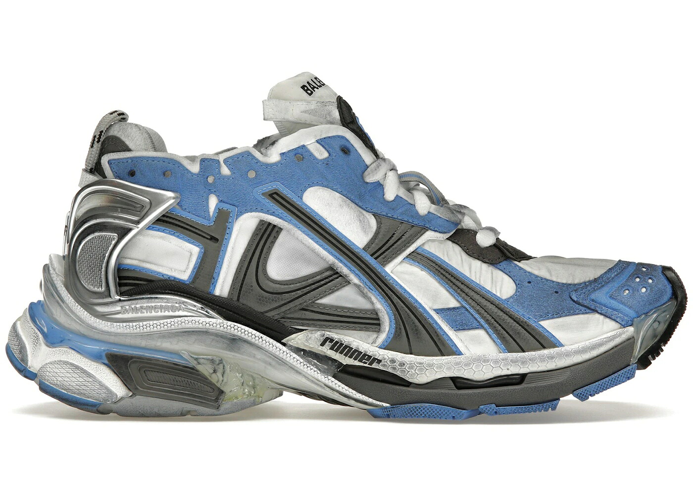 バレンシアガ 青み 青色 白いこと 白いこと 薄墨色 薄墨色 スニーカー メンズ BALENCIAGA RUNNER BLUE WHITE GREY / BLUE WHITE GREY