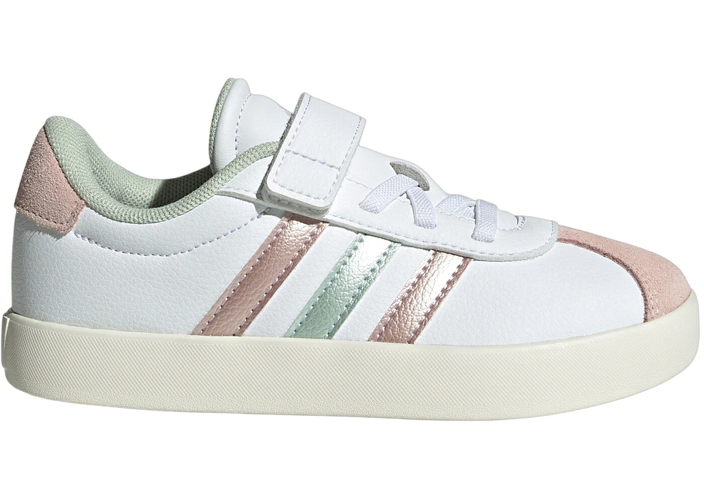 アディダス コート 白色 ホワイト 緑 グリーン ピンク 3.0 MET. ジュニア キッズ ADIDAS VL COURT CLOUD WHITE LINEN GREEN SANDY PINK (PS) / CLOUD WHITE LINEN GREEN MET. ベビー マタニティ スニーカー