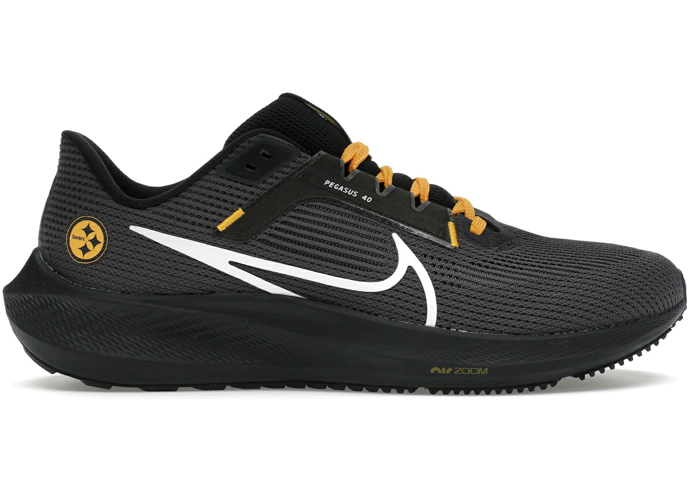 ナイキ ペガサス ピッツバーグ スティーラーズ 黒色 ブラック ゴールド スニーカー メンズ NIKE PEGASUS 40 PITTSBURGH STEELERS / ANTHRACITE BLACK UNIVERSITY GOLD｜スニケス