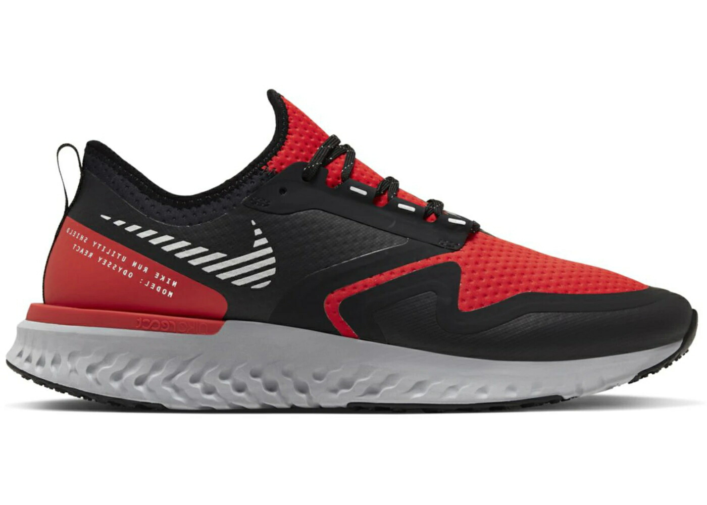 ナイキ リアクト 赤 赤いこと 黒いこと 黒いこと サンダー 薄墨色 薄墨色 スニーカー メンズ NIKE ODYSSEY REACT 2 SHIELD HABENERO RED BLACK / HABANERO RED BLACK THUNDER GREY