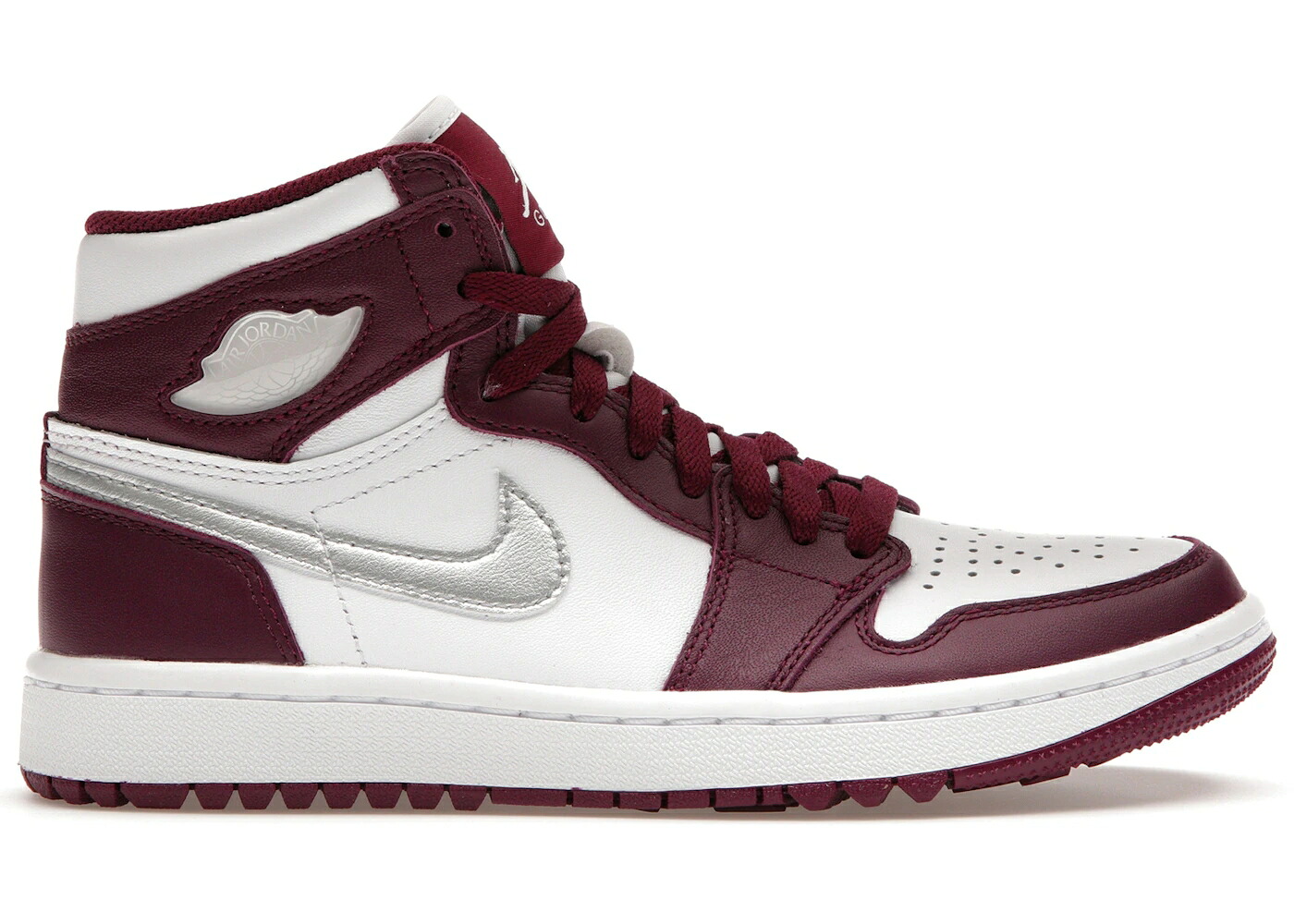 ナイキ ジョーダン 御機嫌 ゴルフ 白いこと 白いこと しろがね色 しろがね色 スニーカー メンズ JORDAN 1 RETRO HIGH GOLF BORDEAUX / WHITE BORDEAUX METALLIC SILVER