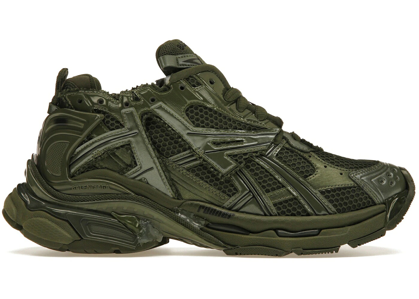 バレンシアガ なめし革 無償性 カーキ スニーカー メンズ BALENCIAGA RUNNER LEATHER FREE KHAKI /