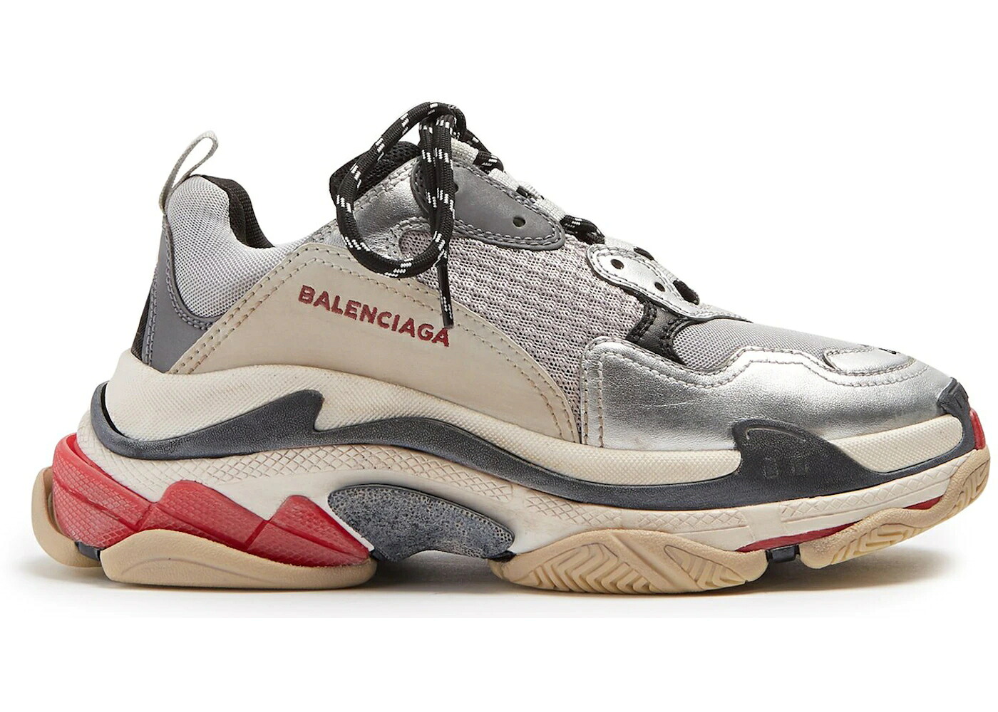 バレンシアガ 銀色 シルバー 赤 レッド WOMEN'S スニーカー レディース BALENCIAGA TRIPLE S SILVER RED (WOMEN'S) / SILVER RED|スニケス