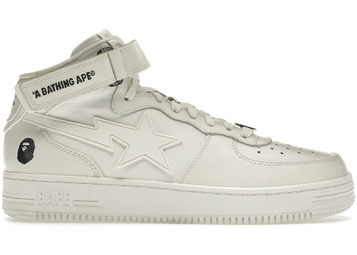 ベイプ ミッド 白色 ホワイト 黒色 ブラック スニーカー メンズ BAPE A BATHING APE STA MID WHITE / WHITE BLACK