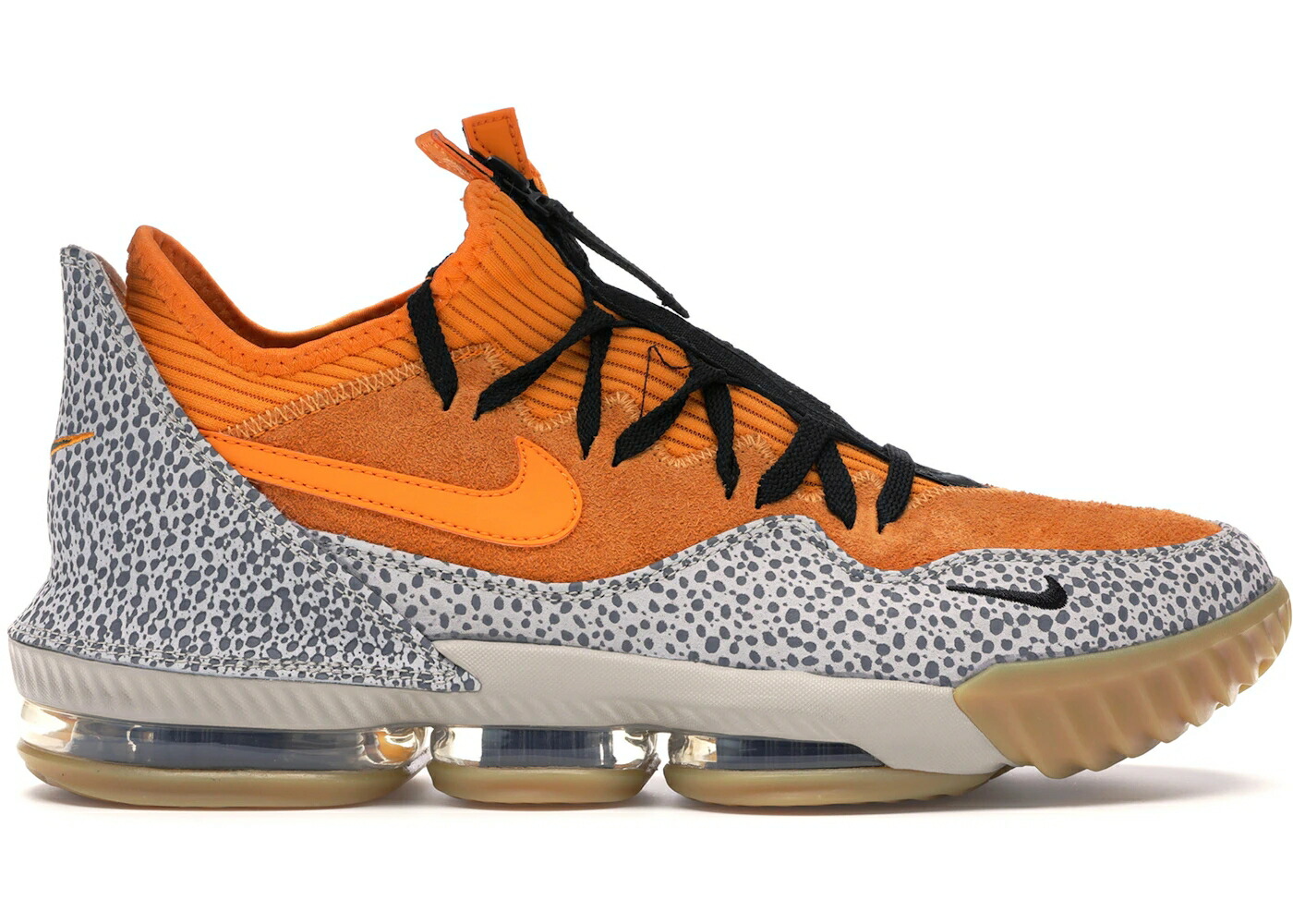 ナイキ レブロン サファリ 黒色 ブラック スニーカー メンズ NIKE LEBRON 16 LOW ATMOS SAFARI / KUMQUAT STARFISH BLACK STRING