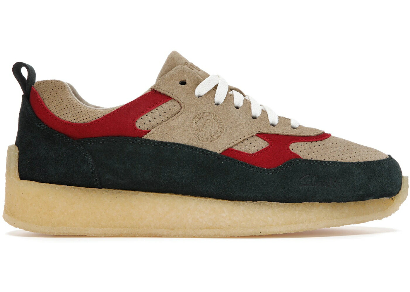 クラークス ストリート 緑 グリーン 赤 レッド スニーカー メンズ CLARKS LOCKHILL RONNIE FIEG 8TH STREET SCARAB / TAN GREEN RED