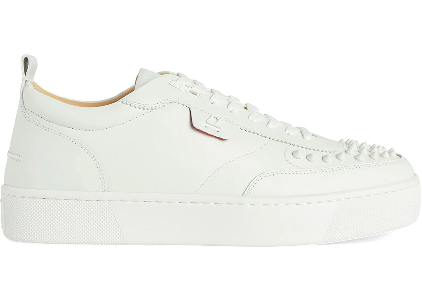クリスチャンルブタン 白色 ホワイト スニーカー メンズ CHRISTIAN LOUBOUTIN CHRISTIAN LOUBOUTIN HAPPYRUI SPIKES FLAT WHITE / BIANCO BIANCO MAT｜スニケス