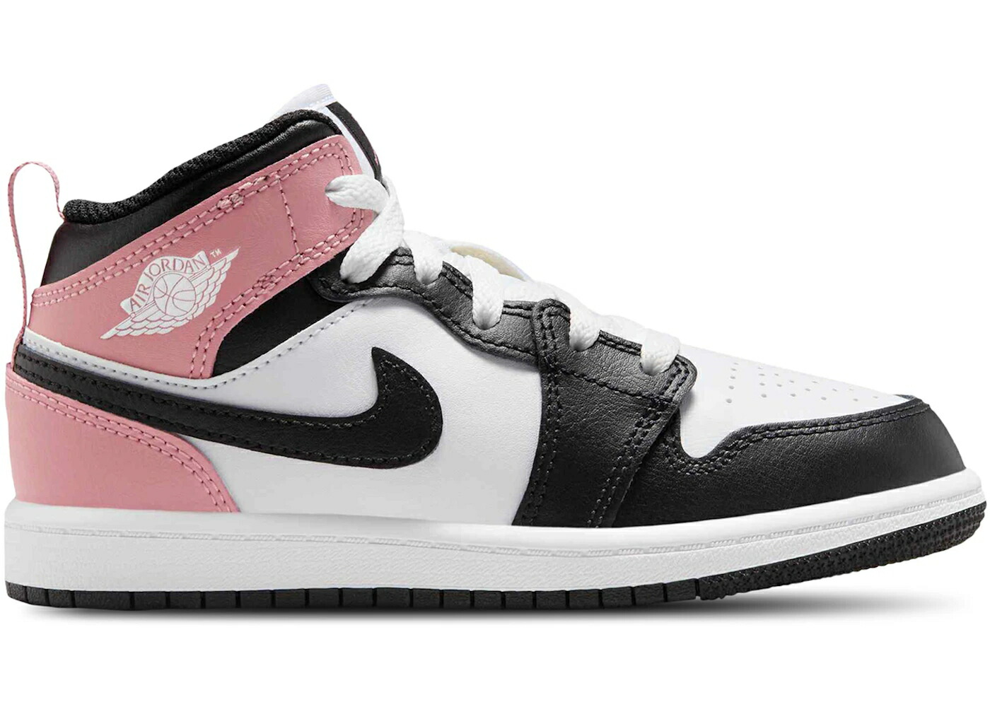 ナイキ ジョーダン ミッド 白色 ホワイト ピンク 黒色 ブラック ジュニア キッズ JORDAN 1 MID WHITE RUST PINK BLACK (PS) / WHITE RUST PINK BLACK ベビー マタニティ スニーカー