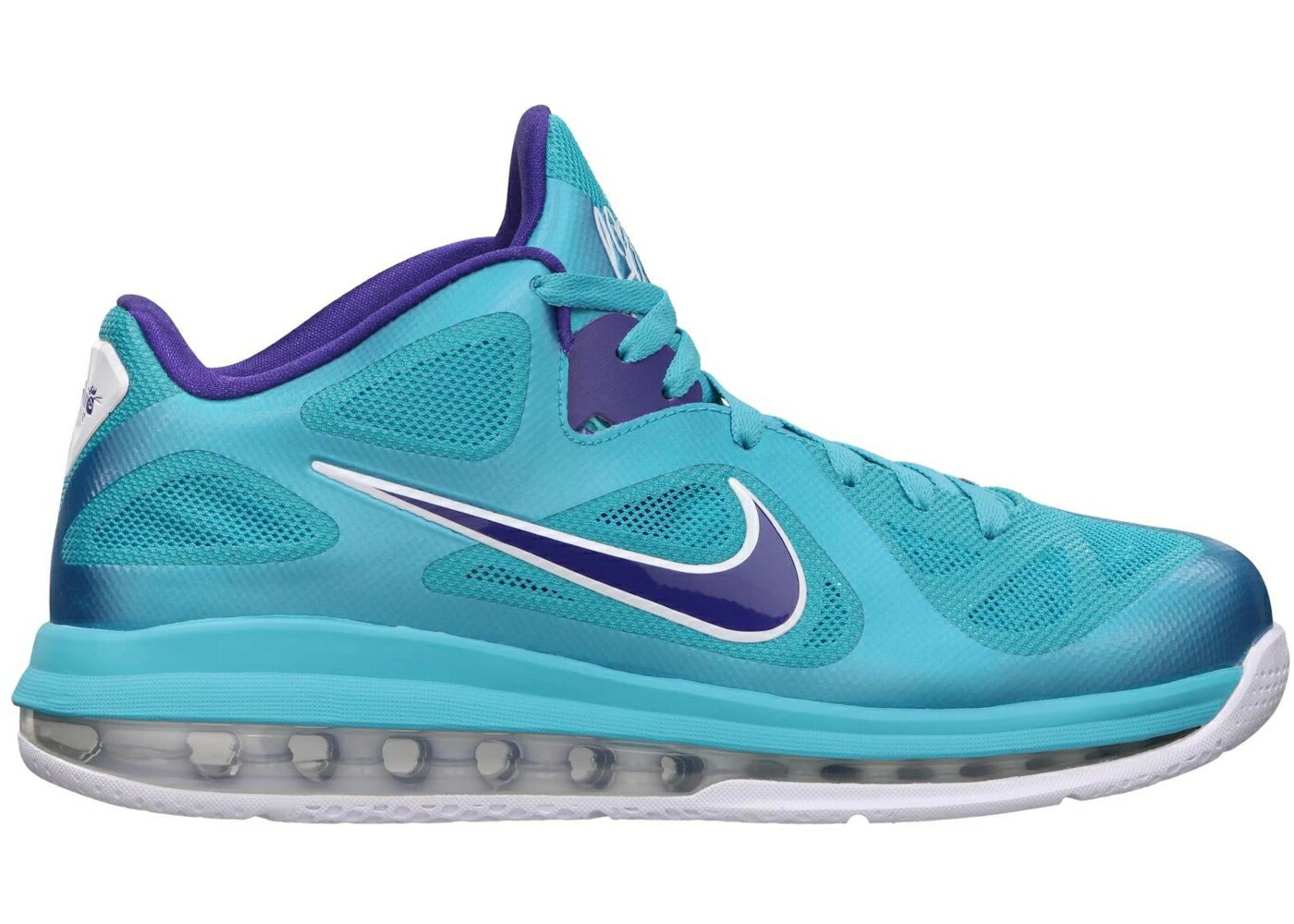 ナイキ レブロン ホーネッツ 青み 青色 厚地の外套 紫 パープル スニーカー メンズ NIKE LEBRON 9 LOW SUMMIT LAKE HORNETS / TURQUOISE BLUE COURT PURPLE