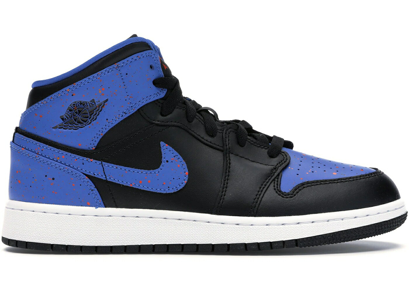 ナイキ ジョーダン ミッド 黒いこと 黒いこと 青み 青色 橙 オレンジ色 お坊っちゃん キッズ JORDAN 1 MID ROYAL PAINT SPLATTER (GS) / BLACK SIGNAL BLUE ORANGE PEEL もの言う花 マタニティ スニーカー