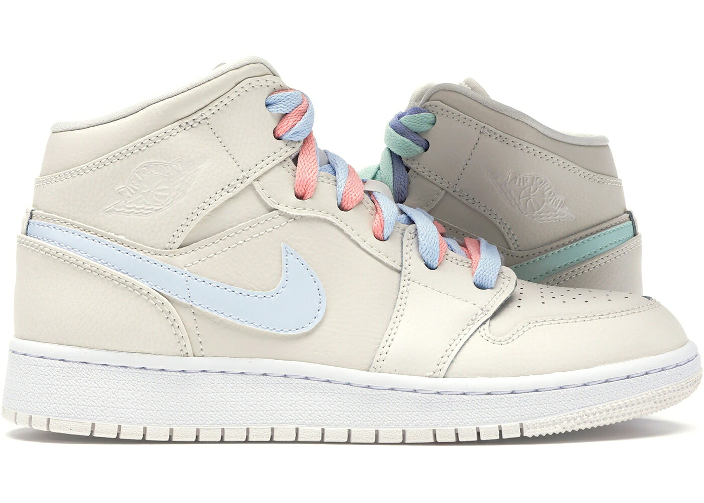 ナイキ ジョーダン ミッド スウッシュ スウォッシュ 紫 パープル ライズ 青色 ブルー ジュニア キッズ JORDAN 1 MID MULTI-COLOR SWOOSH PHANTOM (GS) / PHANTOM IGLOO PURPLE RISE BLUE ベビー マタニティ ス