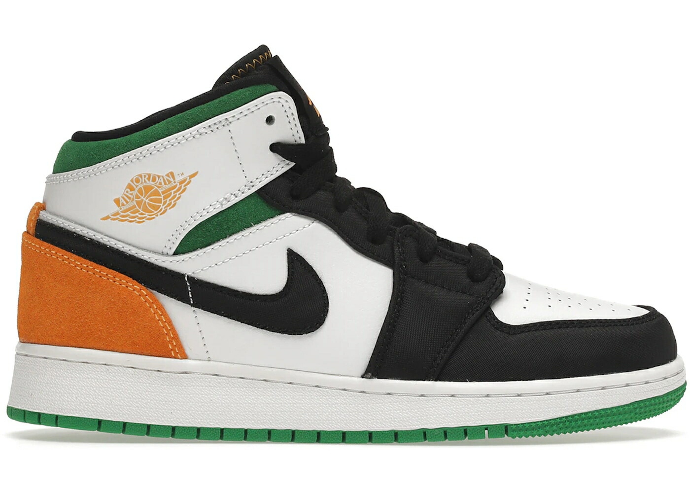 ナイキ ジョーダン ミッド 白色 ホワイト レーザー 橙 オレンジ 緑 グリーン 黒色 ブラック ジュニア キッズ JORDAN 1 MID SE WHITE LASER ORANGE LUCKY GREEN (GS) / WHITE LASER ORANGE BLACK LUCKY ベビー マタ