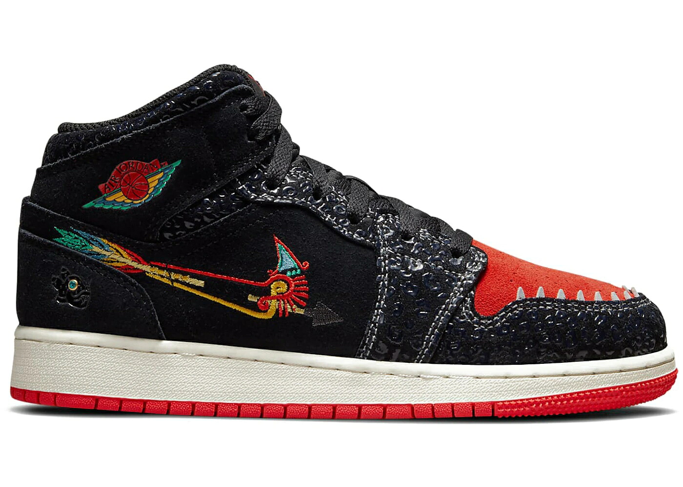 ナイキ ジョーダン ミッド 黒色 ブラック 赤 レッド ジュニア キッズ JORDAN 1 MID SIEMPRE FAMILIA (GS) / BLACK SAIL CHILE RED ベビー マタニティ スニーカー｜スニケス