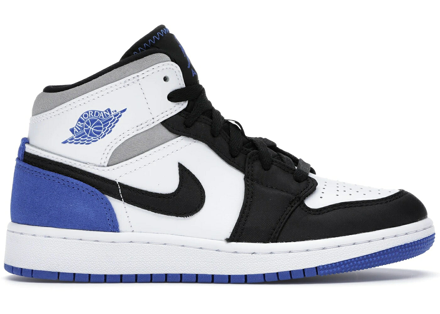 ナイキ ジョーダン ミッド 白色 ホワイト 黒色 ブラック 灰色 グレー ジュニア キッズ JORDAN 1 MID SE WHITE BLACK ROYAL (GS) / WHITE BLACK LIGHT SMOKE GREY ベビー マタニティ スニーカー