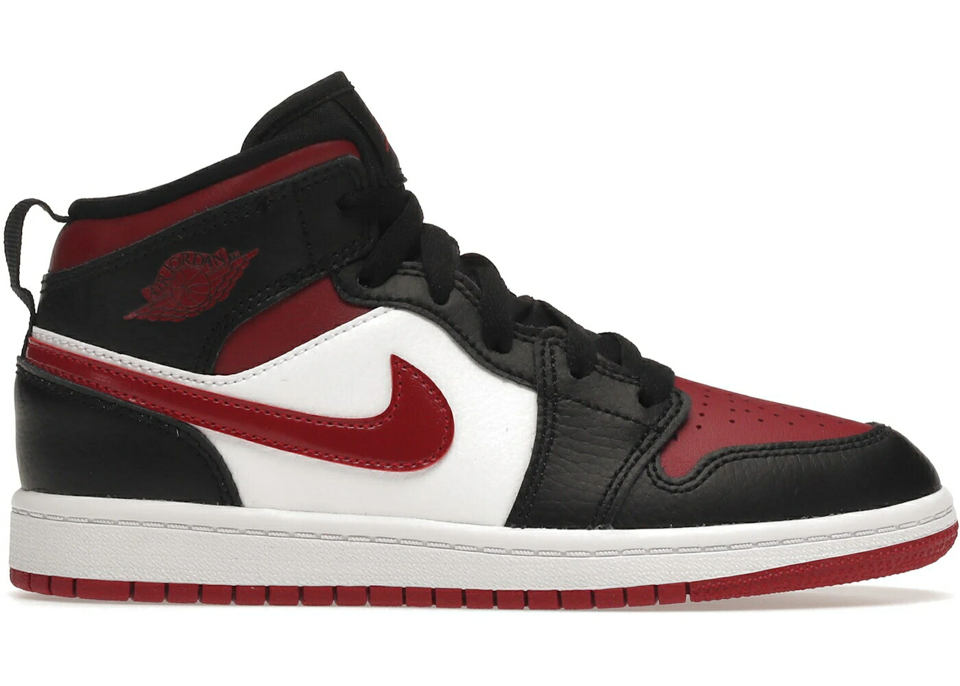 ナイキ ジョーダン ミッド 黒色 ブラック 赤 レッド 白色 ホワイト ジュニア キッズ JORDAN 1 MID BRED TOE (PS) / BLACK NOBLE RED WHITE ベビー マタニティ スニーカー