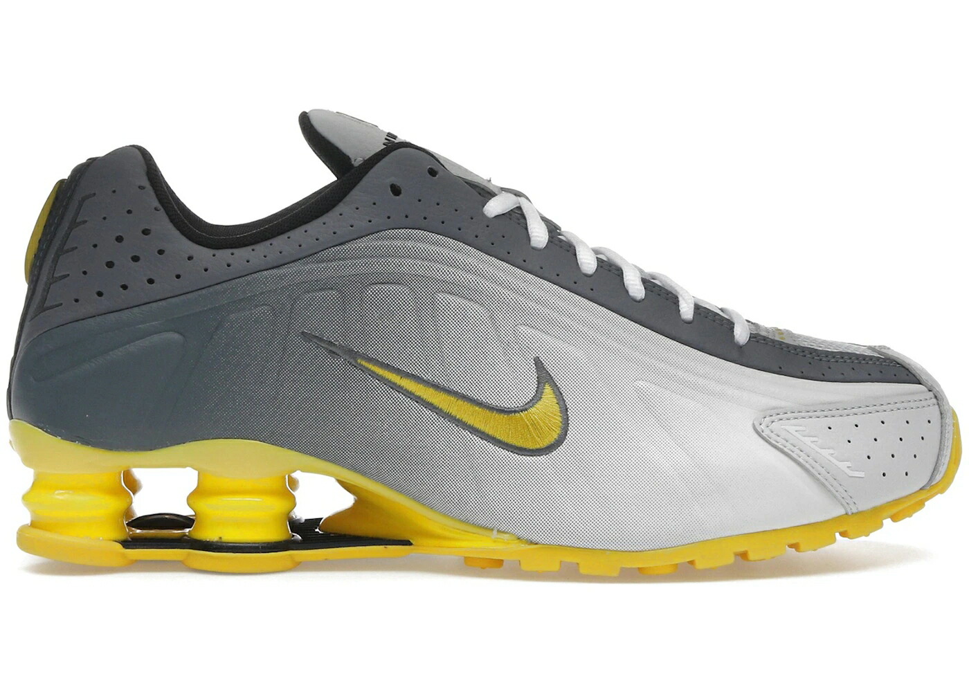 ナイキ ショックス 灰色 グレー スニーカー メンズ NIKE SHOX R4 BRIGHT CITRON / VAST GREY LIGHT GRAPHITE SMOKE