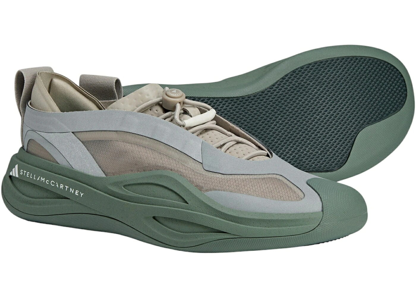 アディダス 緑 グリーン 銀色 シルバー 白色 ホワイト WOMEN'S スニーカー レディース ADIDAS SPORTSWEAR LOW GROUND BY STELLA MCCARTNEY STONE GREEN REFLECTIVE SILVER (WOMEN'S) / STONE GREEN CLOUD WHITE