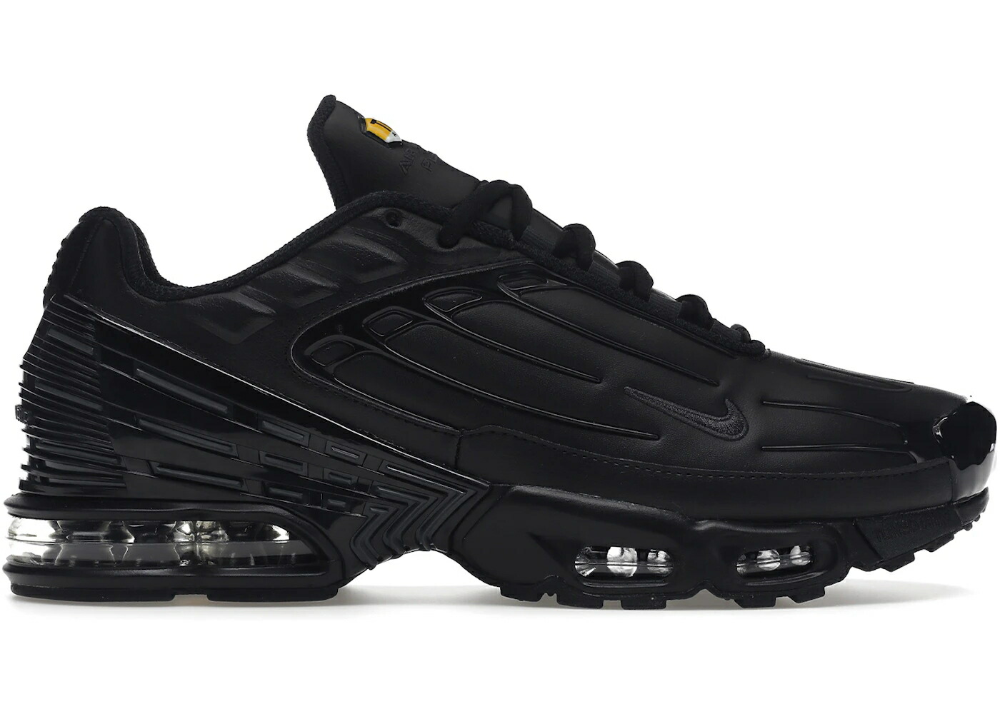 ナイキ マックス レザー 黒色 ブラック 灰色 グレー エアマックスプラス スニーカー メンズ NIKE AIR MAX PLUS 3 LEATHER BLACK / BLACK DARK SMOKE GREY