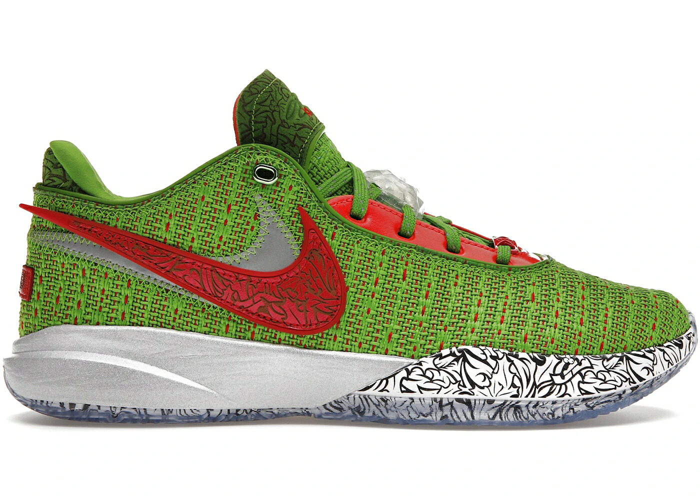 ナイキ レブロン 緑 緑であること しろがね色 しろがね色 スニーカー メンズ NIKE LEBRON 20 STOCKING STUFFER / GREEN APPLE REFLECT SILVER