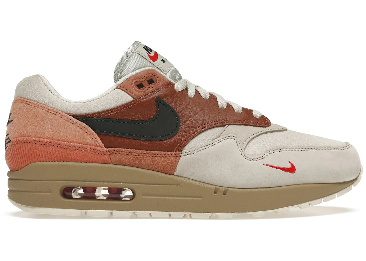ナイキ マックス 赤 レッド カーキ エアマックス スニーカー メンズ NIKE AIR MAX 1 AMSTERDAM / RED BARK KHAKI TERRA BLUSH DUSTY