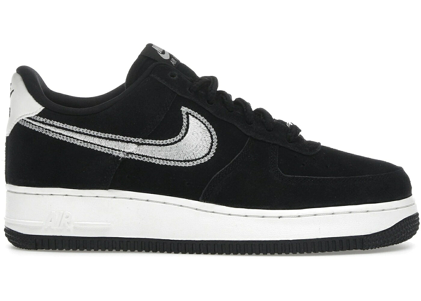 ナイキ 黒いこと 黒いこと スウッシュ スウォッシュ 空軍 \u002707 スニーカー メンズ NIKE AIR FORCE 1 LOW LV8 BLACK SAIL EMBROIDERED SWOOSH / BLACK SAIL