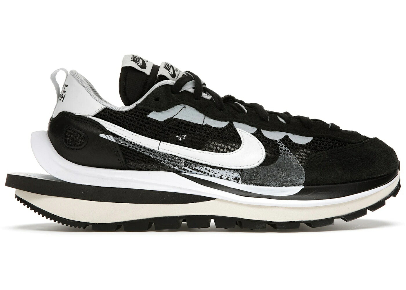 ナイキ 黒色 ブラック 白色 ホワイト ピュア プラチナム スニーカー メンズ NIKE VAPORWAFFLE SACAI BLACK WHITE / BLACK SUMMIT WHITE PURE PLATINUM