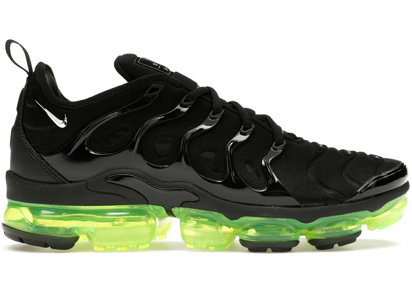 ナイキ 黒いこと 黒いこと しろがね色 しろがね色 エアヴェイパーマックス スニーカー メンズ NIKE AIR VAPORMAX PLUS BLACK VOLT SOLE / BLACK REFLECT SILVER VOLT