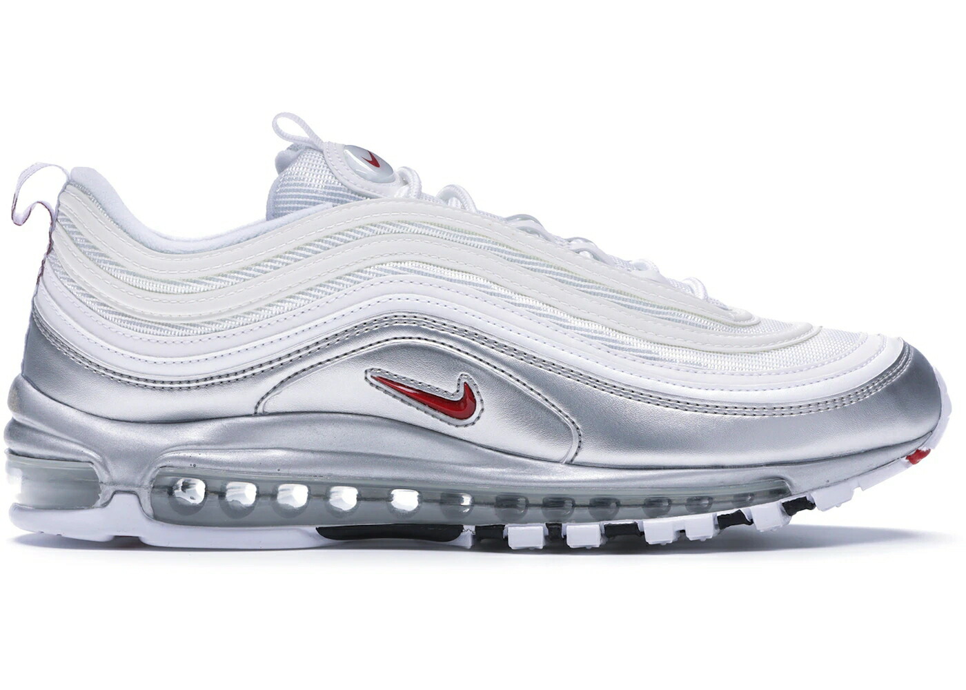 ナイキ マックス 銀色 シルバー 白色 ホワイト 赤 レッド エアマックス スニーカー メンズ NIKE AIR MAX 97 SILVER WHITE / WHITE VARSITY RED METALLIC