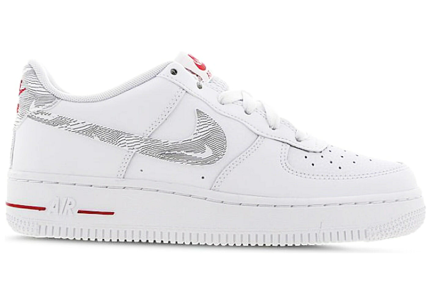 ナイキ スウッシュ スウォッシュ 白色 ホワイト 赤 レッド エアフォース ジュニア キッズ NIKE AIR FORCE 1 LOW TOPOGRAPHY SWOOSH (GS) / WHITE WHITE RED ベビー マタニティ スニーカー｜スニケス