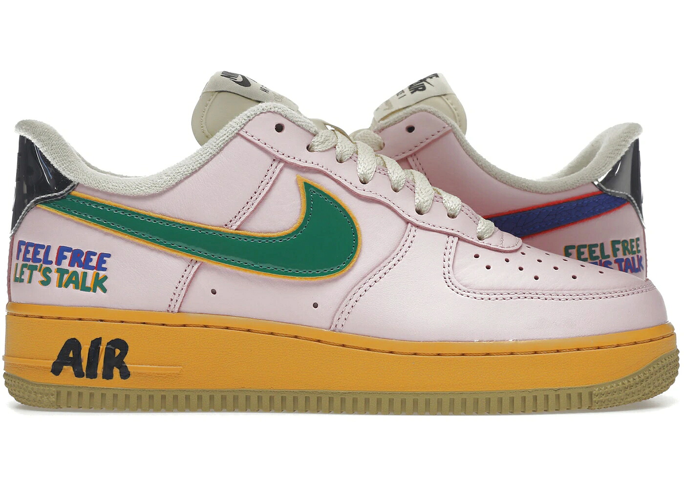 ナイキ 無償性 サクラ色 橙 オレンジ色 青み 青色 空軍 \u002707 スニーカー メンズ NIKE AIR FORCE 1 LOW FEEL FREE, LET S TALK / PINK TAN ORANGE BLUE
